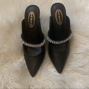 Black and rhinestone heels